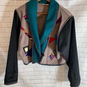 Lynn Murray Art To Wear Applique Boho Jacket Sz M